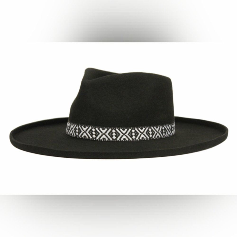 Angela & William Black Australian Felt Wide Brim Fedora Hat